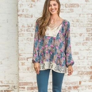 Matilda Jane Sew Perfect Floral Peasant Blouse Size XXL